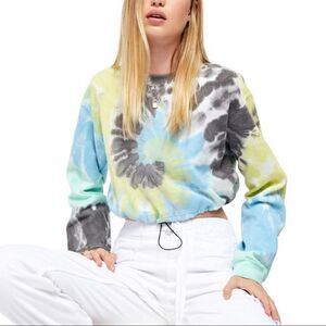 Urban Outfitters BDG Top Tie Dye Cropped Sweatshirt In Yellow